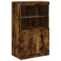 Aparador con luces LED roble ahumado 60,5x37x100 cm de , Aparadores - Ref: Foro24-836669, Precio: 73,59 €, Descuento: %