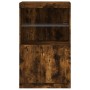 Aparador con luces LED roble ahumado 60,5x37x100 cm de , Aparadores - Ref: Foro24-836669, Precio: 75,32 €, Descuento: %