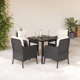 Set de muebles jardín 5 pzas con cojines ratán sintético negro en Conjuntos de jardín | Comprar online en Foru.es