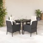 Set de muebles jardín 5 pzas con cojines ratán sintético negro en Conjuntos de jardín | Comprar online en Foru.es