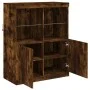 Aparador con luces LED roble ahumado 81x37x100 cm de , Aparadores - Ref: Foro24-836676, Precio: 114,89 €, Descuento: %