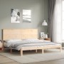 Estructura de cama de matrimonio con cabecero madera maciza de , Camas y somieres - Ref: Foro24-3193676, Precio: 174,40 €, De...