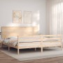 Estructura de cama de matrimonio con cabecero madera maciza de , Camas y somieres - Ref: Foro24-3195236, Precio: 182,44 €, De...