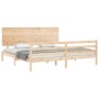 Estructura de cama de matrimonio con cabecero madera maciza de , Camas y somieres - Ref: Foro24-3195236, Precio: 182,44 €, De...