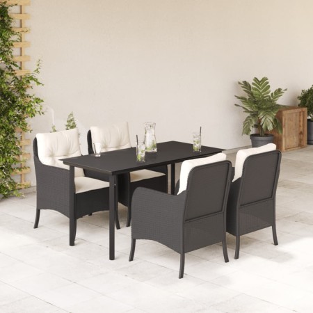 Set de muebles jardín 5 pzas con cojines ratán sintético negro en Conjuntos de jardín | Comprar online en Foru.es