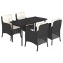 Set de muebles jardín 5 pzas con cojines ratán sintético negro en Conjuntos de jardín | Comprar online en Foru.es
