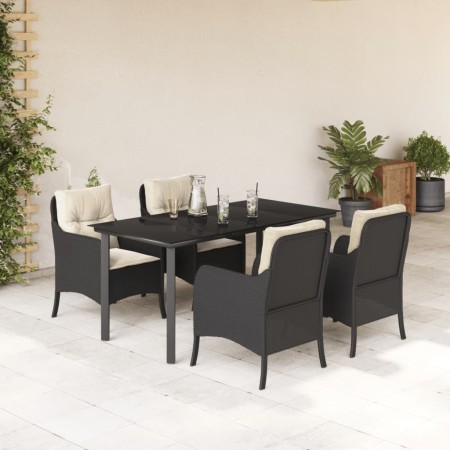 Set de muebles jardín 5 pzas con cojines ratán sintético negro en Conjuntos de jardín | Comprar online en Foru.es