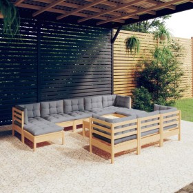 Juego de muebles de jardín 11 pzas y cojines madera maciza pino de , Conjuntos de jardín - Ref: Foro24-3097144, Precio: 831,9...