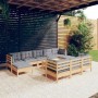 Juego de muebles de jardín 11 pzas y cojines madera maciza pino de , Conjuntos de jardín - Ref: Foro24-3097144, Precio: 831,9...