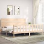 Estructura de cama de matrimonio con cabecero madera maciza de , Camas y somieres - Ref: Foro24-3193416, Precio: 179,56 €, De...