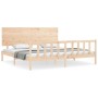 Estructura de cama de matrimonio con cabecero madera maciza de , Camas y somieres - Ref: Foro24-3193416, Precio: 179,56 €, De...