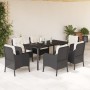 Set de comedor de jardín 7 pzas y cojines ratán sintético negro en Conjuntos de jardín | Comprar online en Foru.es