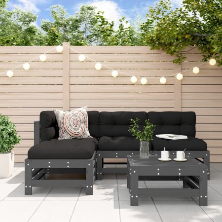 Juego de sofás de jardín 5 piezas madera maciza de pino gris de , Conjuntos de jardín - Ref: Foro24-3186552, Precio: 327,01 €...
