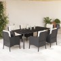 Set de comedor de jardín 7 pzas y cojines ratán sintético negro en Conjuntos de jardín | Comprar online en Foru.es