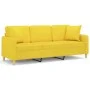 Sofá de 3 plazas con cojines tela amarillo claro 180 cm de , Sofás - Ref: Foro24-3200922, Precio: 271,46 €, Descuento: %