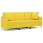 Sofá de 3 plazas con cojines tela amarillo claro 180 cm de , Sofás - Ref: Foro24-3200922, Precio: 275,64 €, Descuento: %
