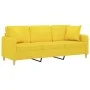 Sofá de 3 plazas con cojines tela amarillo claro 180 cm de , Sofás - Ref: Foro24-3200922, Precio: 271,46 €, Descuento: %