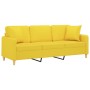 Sofá de 3 plazas con cojines tela amarillo claro 180 cm de , Sofás - Ref: Foro24-3200922, Precio: 275,64 €, Descuento: %