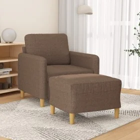 Brown fabric armchair with stool 60 cm by , Sofas - Ref: Foro24-3201187, Price: 186,39 €, Discount: %