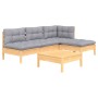 Juego de muebles de jardín 5 pzas y cojines madera pino gris de , Conjuntos de jardín - Ref: Foro24-3096303, Precio: 386,69 €...