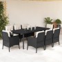 Set de comedor de jardín 9 pzas y cojines ratán sintético negro en Conjuntos de jardín | Comprar online en Foru.es