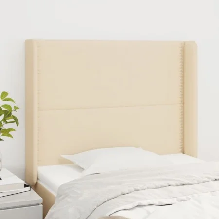 Headboard with cream fabric ears 83x16x118/128 cm by , Headboards and footboards - Ref: Foro24-3119419, Price: 66,76 €, Disco...