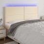 Cabecero con luces LED tela crema 160x5x118/128 cm de , Cabeceros y pies de cama - Ref: Foro24-3122295, Precio: 117,88 €, Des...