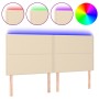 Cabecero con luces LED tela crema 160x5x118/128 cm de , Cabeceros y pies de cama - Ref: Foro24-3122295, Precio: 117,88 €, Des...