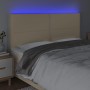 Cabecero con luces LED tela crema 160x5x118/128 cm de , Cabeceros y pies de cama - Ref: Foro24-3122295, Precio: 117,88 €, Des...