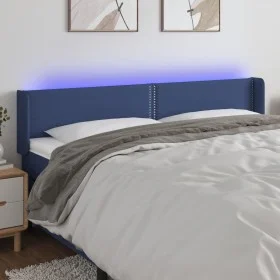 Kopfteil aus blauem Stoff mit LED 163x16x78/88 cm von , Kopf- und Fußteile - Ref: Foro24-3123108, Preis: 60,16 €, Rabatt: %