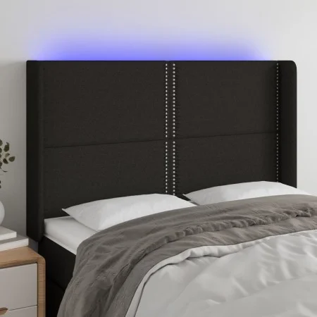 Black fabric headboard with LED 147x16x118/128 cm by , Headboards and footboards - Ref: Foro24-3123908, Price: 108,48 €, Disc...
