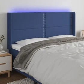 Kopfteil aus blauem Stoff mit LED 163x16x118/128 cm von , Kopf- und Fußteile - Ref: Foro24-3123920, Preis: 102,34 €, Rabatt: %
