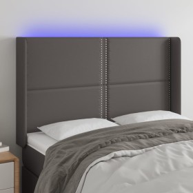 Cabecero con LED cuero sintético gris 147x16x118/128cm de , Cabeceros y pies de cama - Ref: Foro24-3124002, Precio: 106,24 €,...