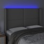 Cabecero con LED cuero sintético gris 147x16x118/128cm de , Cabeceros y pies de cama - Ref: Foro24-3124002, Precio: 106,24 €,...