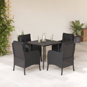 Set de muebles jardín 5 pzas con cojines ratán sintético negro en Conjuntos de jardín | Comprar online en Foru.es