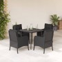Set de muebles jardín 5 pzas con cojines ratán sintético negro en Conjuntos de jardín | Comprar online en Foru.es