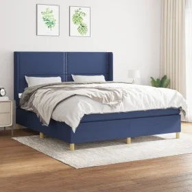 Cama box spring con colchón tela azul 160x200 cm de , Camas y somieres - Ref: Foro24-3131927, Precio: 523,77 €, Descuento: %