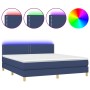 Cama box spring con colchón y LED tela azul 160x200 cm de , Camas y somieres - Ref: Foro24-3133651, Precio: 470,80 €, Descuen...