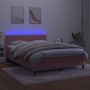 Cama box spring colchón y LED terciopelo rosa 140x190 cm de , Camas y somieres - Ref: Foro24-3134344, Precio: 431,34 €, Descu...