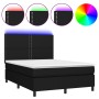 Cama box spring colchón y luces LED tela negro 140x200 cm de , Camas y somieres - Ref: Foro24-3134799, Precio: 500,18 €, Desc...