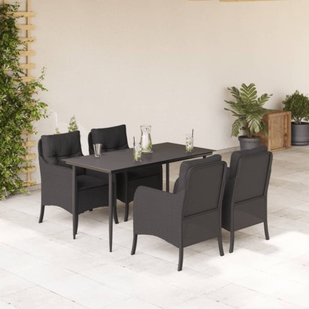 Set de muebles jardín 5 pzas con cojines ratán sintético negro en Conjuntos de jardín | Comprar online en Foru.es