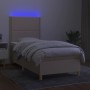 Cama box spring colchón y luces LED tela crema 80x200 cm de , Camas y somieres - Ref: Foro24-3135314, Precio: 331,95 €, Descu...
