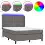 Cama box spring colchón y LED cuero sintético gris 140x190 cm de , Camas y somieres - Ref: Foro24-3139323, Precio: 519,45 €, ...