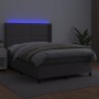Cama box spring colchón y LED cuero sintético gris 140x190 cm de , Camas y somieres - Ref: Foro24-3139323, Precio: 519,45 €, ...