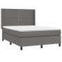Cama box spring colchón y LED cuero sintético gris 140x190 cm de , Camas y somieres - Ref: Foro24-3139323, Precio: 519,45 €, ...