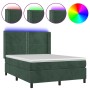 Cama box spring colchón y LED terciopelo verde oscuro 140x200cm de , Camas y somieres - Ref: Foro24-3139508, Precio: 494,06 €...