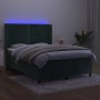 Cama box spring colchón y LED terciopelo verde oscuro 140x200cm de , Camas y somieres - Ref: Foro24-3139508, Precio: 494,06 €...
