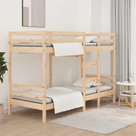 Solid pine wood bunk bed 75x190 cm by , Beds and slatted bases - Ref: Foro24-3139844, Price: 215,97 €, Discount: %