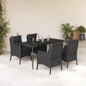 Set de muebles jardín 5 pzas con cojines ratán sintético negro en Conjuntos de jardín | Comprar online en Foru.es