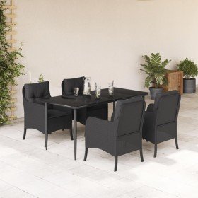 Set de muebles jardín 5 pzas con cojines ratán sintético negro en Conjuntos de jardín | Comprar online en Foru.es